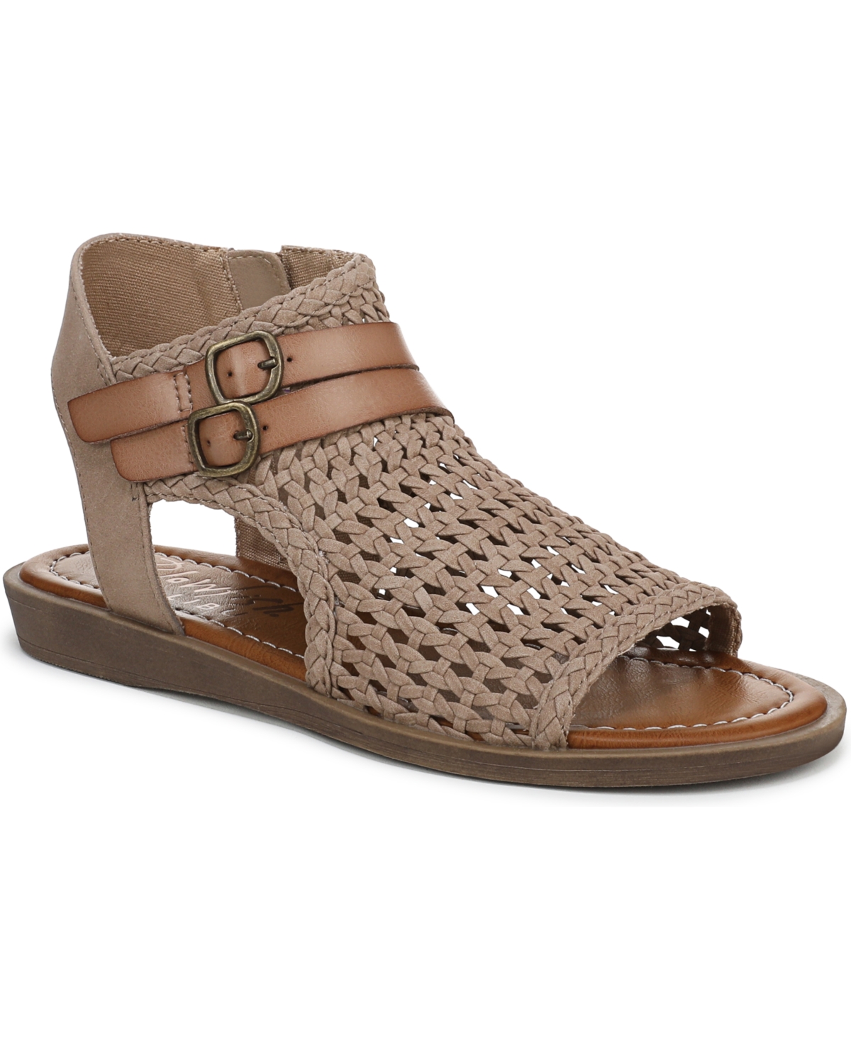 Shop Blowfish Malibu Women's Dream Strappy Low Wedge Sandals In Oak Faux Suede