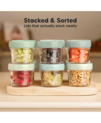 6pk Prep Baby Food Storage Containers, 4 oz Leak-Proof, BPA Free Glass Baby Food Jars for Feeding