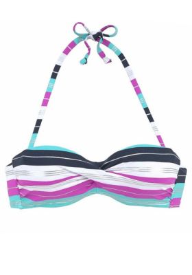 Women's Striped Bandeau Bikini Swimsuit Top Bra Sizing