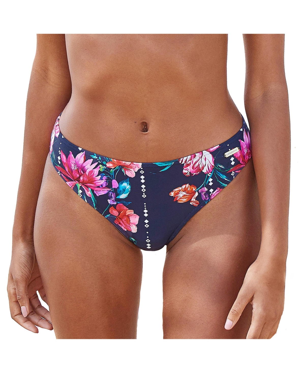Women's Floral Classic Bikini Swimsuit Bottom - Navy printed