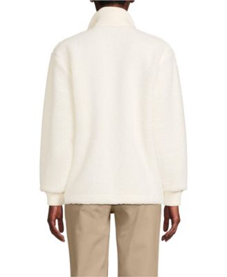 Женский флисовый пуловер с высоким ворсом и ребристым воротником Lands' End