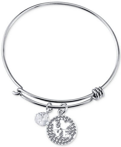 Disney Mickey Mouse Crystal Charm Bracelet in Stainless Steel