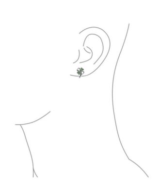Luck of the Irish CZ Stud Earrings: Celtic Shamrock Green Clover Charm