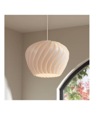 Cavelli 15" Mid Century Modern Pendant Ceiling Light Fixture Dining Room Over Table Kitchen Island Swirl White