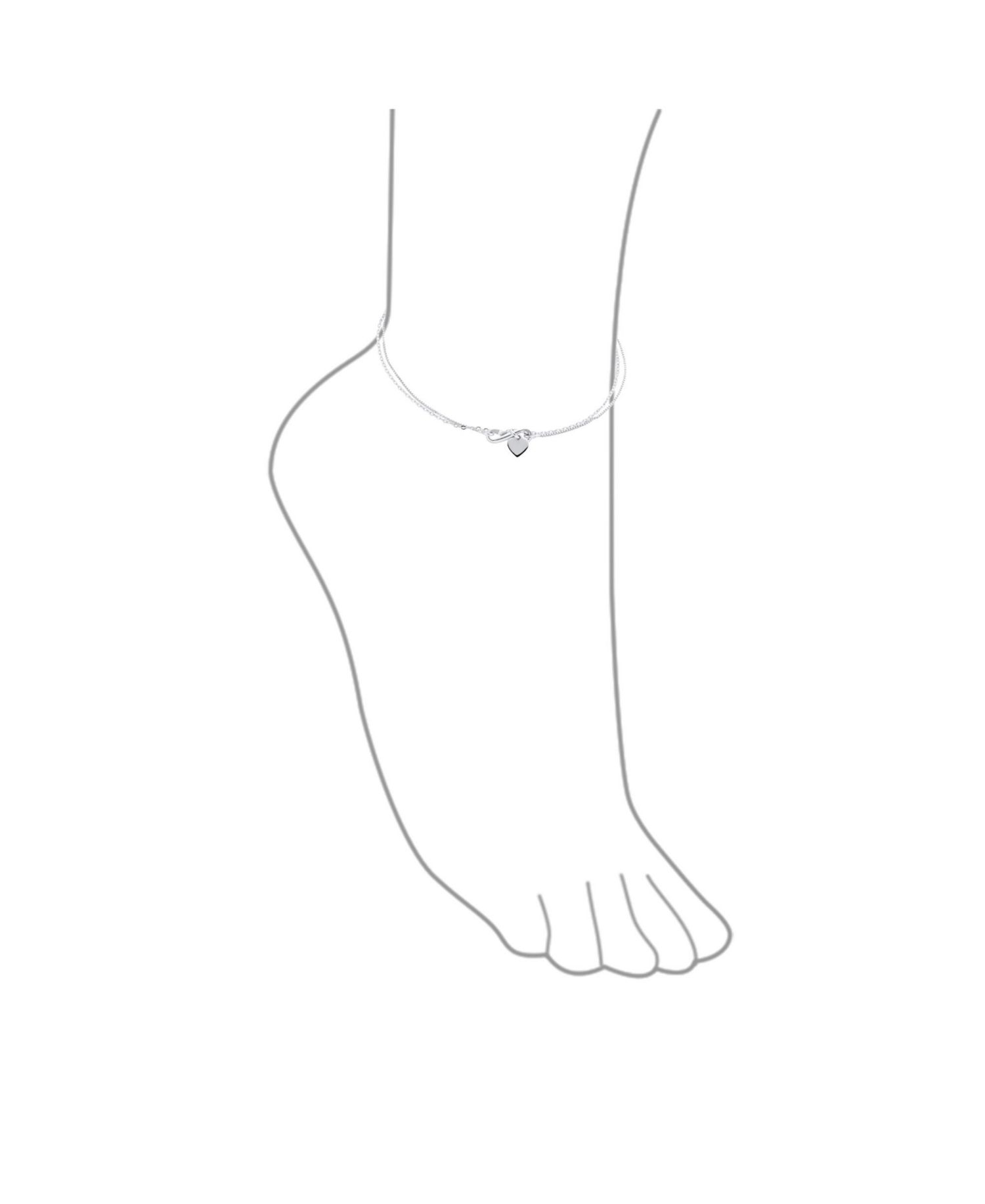 Infinity and Heart Anklet Charm Ankle Bracelet Double Strand Sterling Silver
