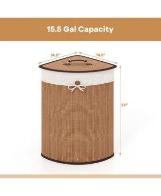 Wicker Laundry Hamper Basket with Lid and Removable Liner Bag