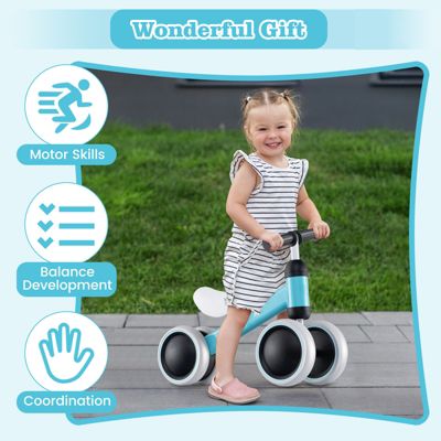 Toddler Balance Bike with 4-Wheel Design for Stability and Easy Riding