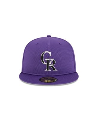 Мужская фиолетовая шапка New Era из коллекции Colorado Rockies 2025 для весенних тренировок 59-го размера, облегающая фигуру.