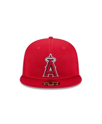 Мужская приталенная шляпа New Era красного цвета Los Angeles Angels 2025 для весенних тренировок 59-го размера.