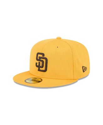 Мужская желтая шляпа New Era San Diego Padres 2025 для весенних тренировок 59-го размера, облегающая фигуру.