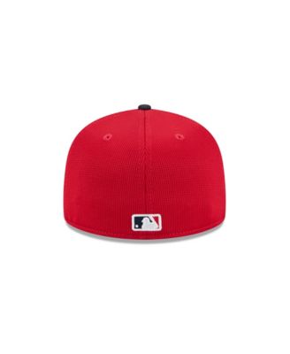 Мужская приталенная шляпа New Era Red Minnesota Twins 2025 для весенних тренировок 59-го размера.