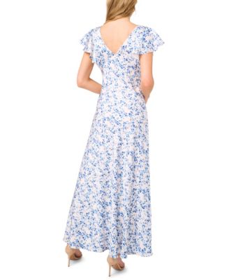 Women's Short Sleeve V-Neck Maxi Slip Dress