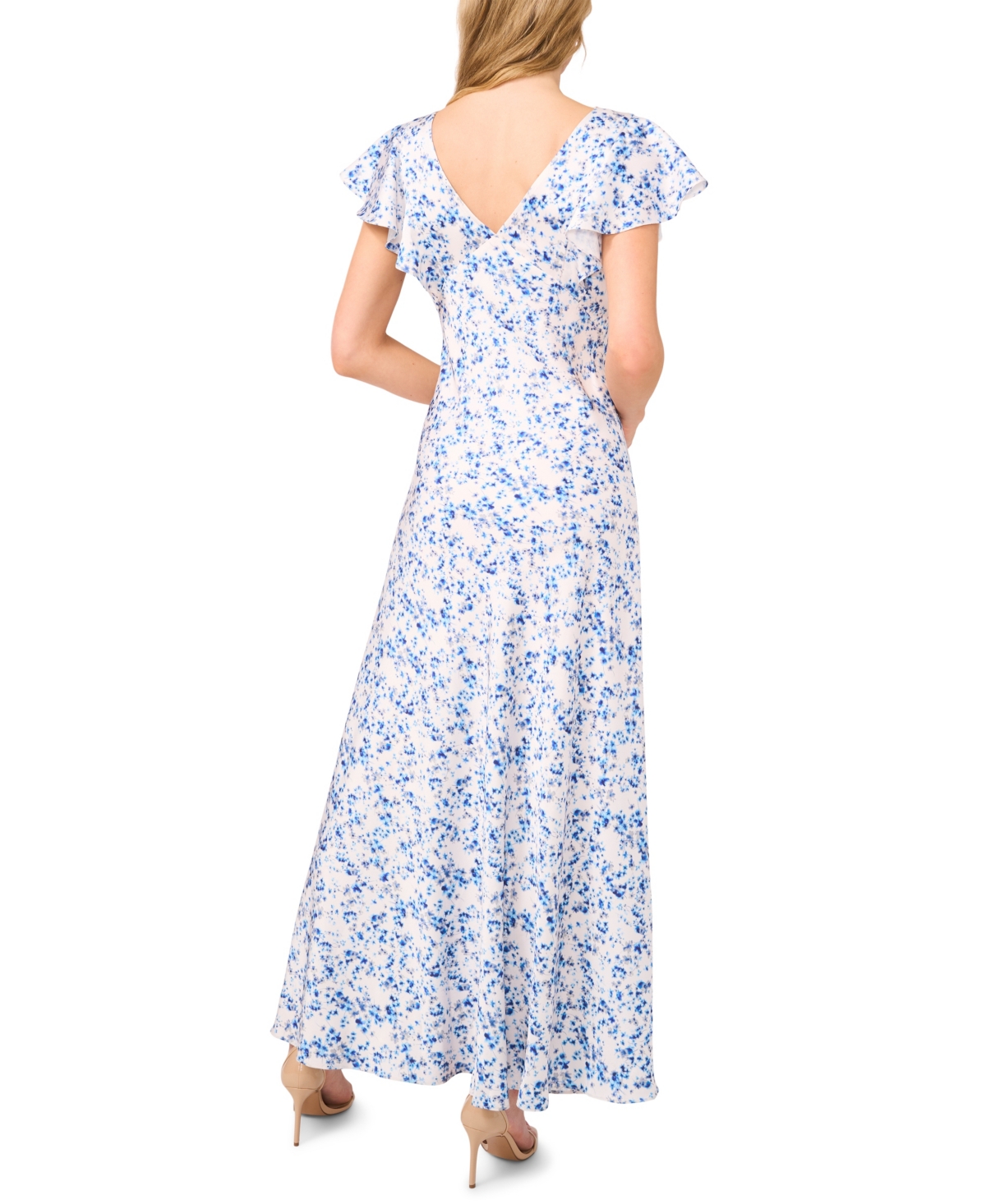 CeCe Women's Printed Short-Sleeve V-Neck Maxi Dress
