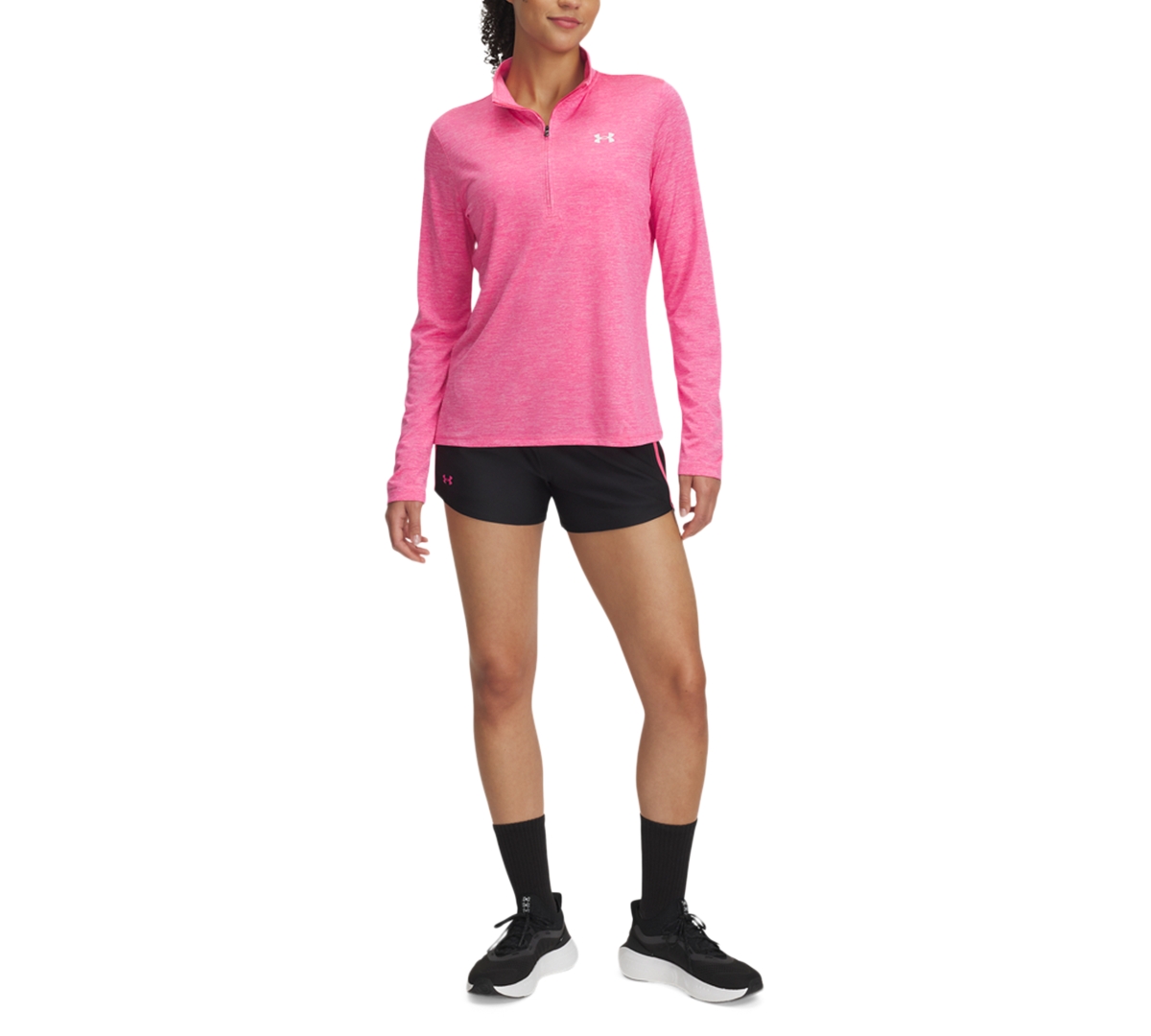 Women's Ua Tech Play Up Training Shorts - Black/Pink