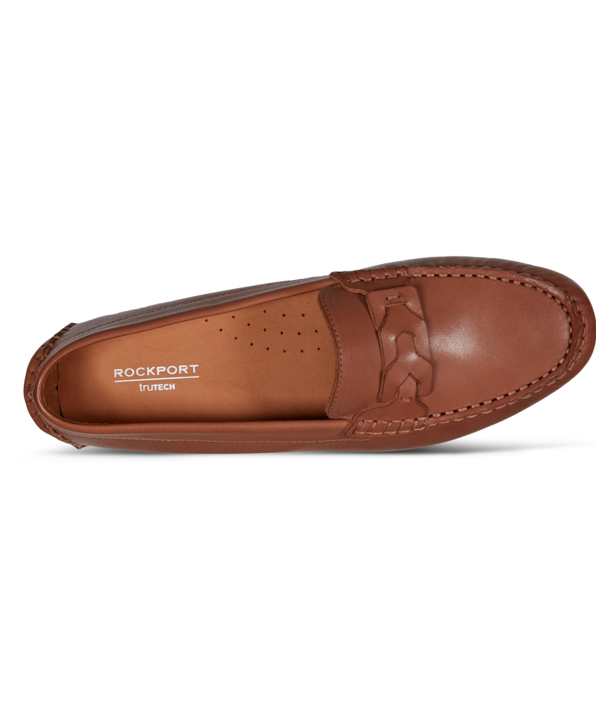 Shop Rockport Women's Blara Almond Toe Casual Flat Loafers In Cognac Leather