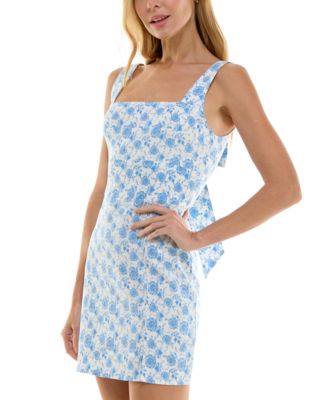 Juniors' Floral Print Sleeveless Bodycon Mini Dress