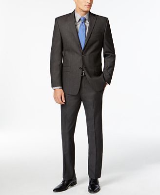 Calvin Klein Grey Herringbone Modern Fit Suit Separates - Suits & Suit ...