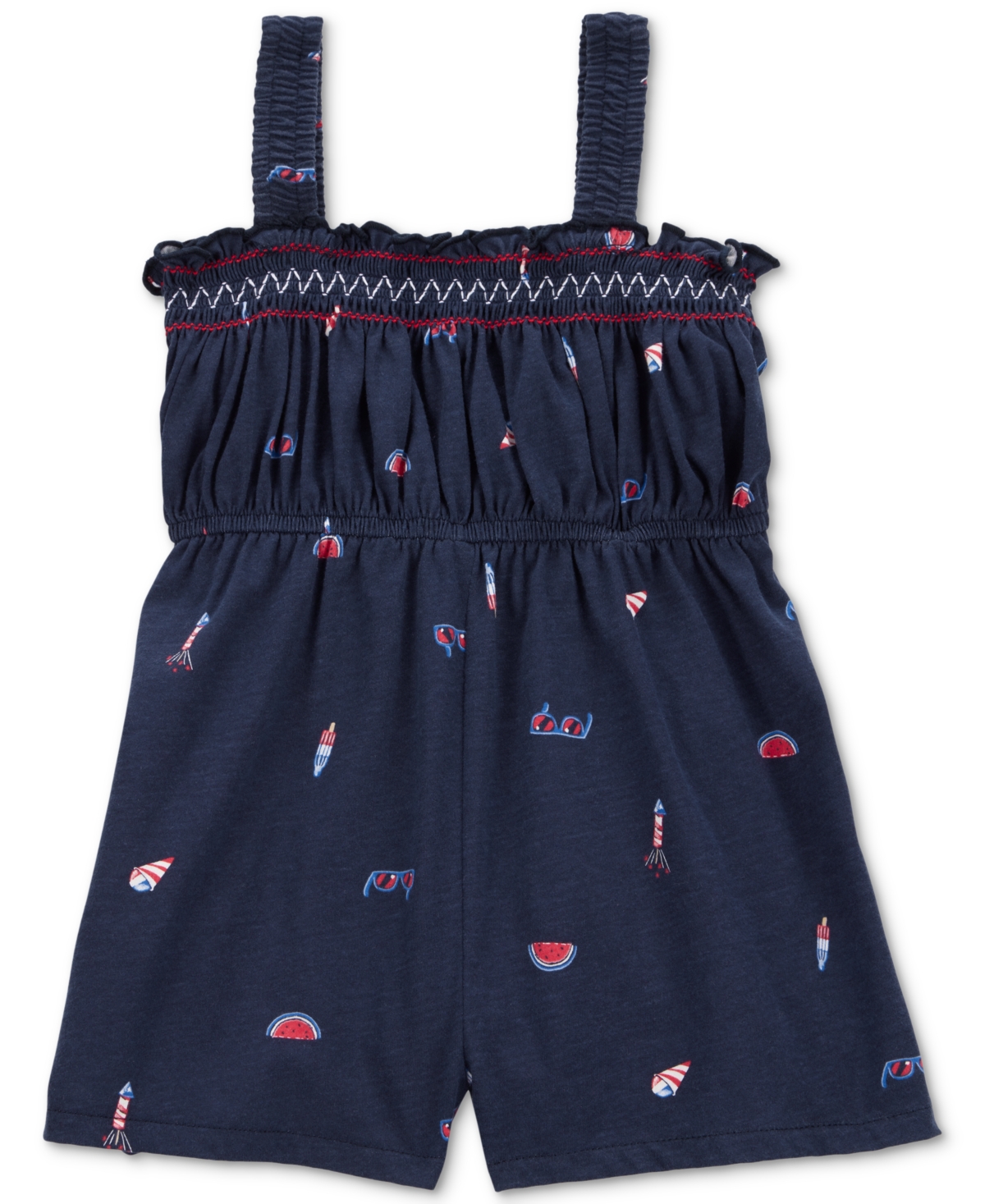 Carter's Toddler Girls 4th Of July Cotton Romper In Navy