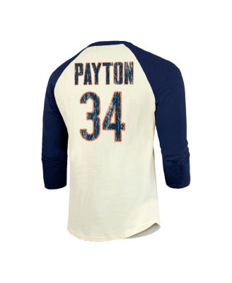 Мужская футболка с рукавом реглан от Walter Payton кремового/темно-синего цвета Chicago Bears с именем игрока в отставке и номером 3/4 от Majestic Threads