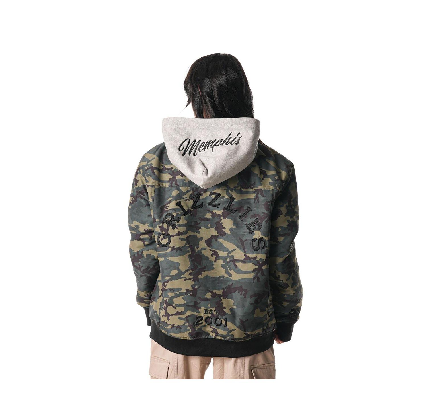 Men's and Women's Camo Memphis Grizzlies Full-Zip Hoodie Bomber Jacket