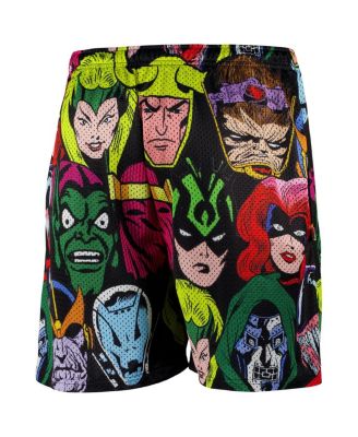 Мужские черные ретро-шорты с головами злодеев Marvel, обведенные мелом