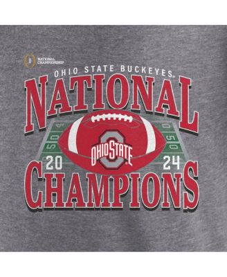 Мужская футболка Fanatics Heather Gray Ohio State Buckeyes College Football Playoff 2024, Национальные чемпионы, Винтажный реглан, трехслойная футболка с длинным рукавом
