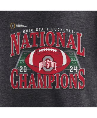 Мужская футболка Fanatics из древесного угля Ohio State Buckeyes College Football Playoff 2024 Национальных чемпионов, винтажная футболка Tri-Blend