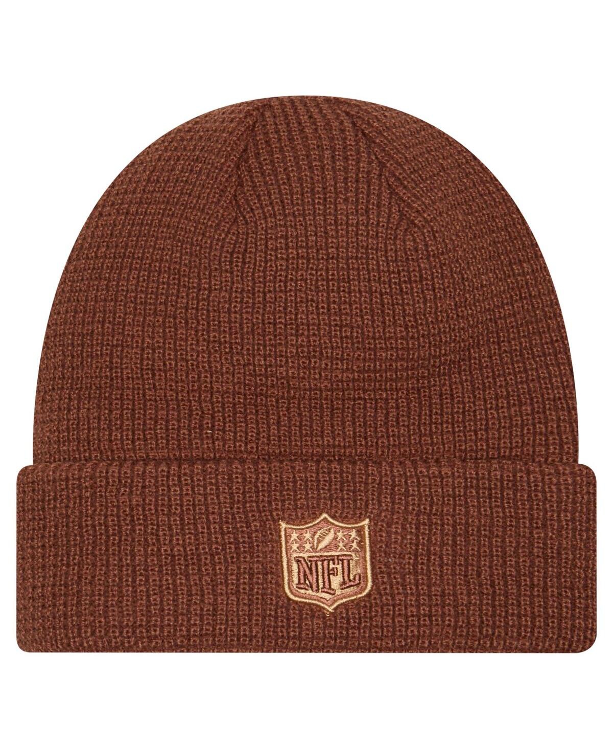 NEW ERA MEN'S BROWN JACKSONVILLE JAGUARS TIRAMASU WAFFLE CUFFED KNIT HAT 