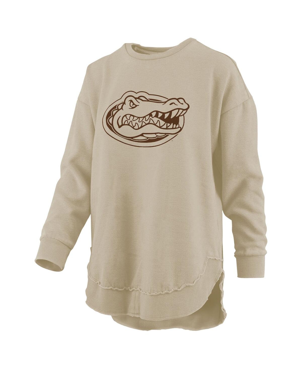 Pressbox Women's Tan Florida Gators Poncho Fleece Pullover Sweatshirt In Tan