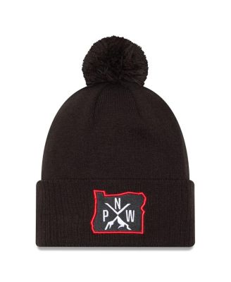 New Era - Men's Black Portland Trail Blazers 2024/25 City Edition Cuffed Knit Hat with Pom