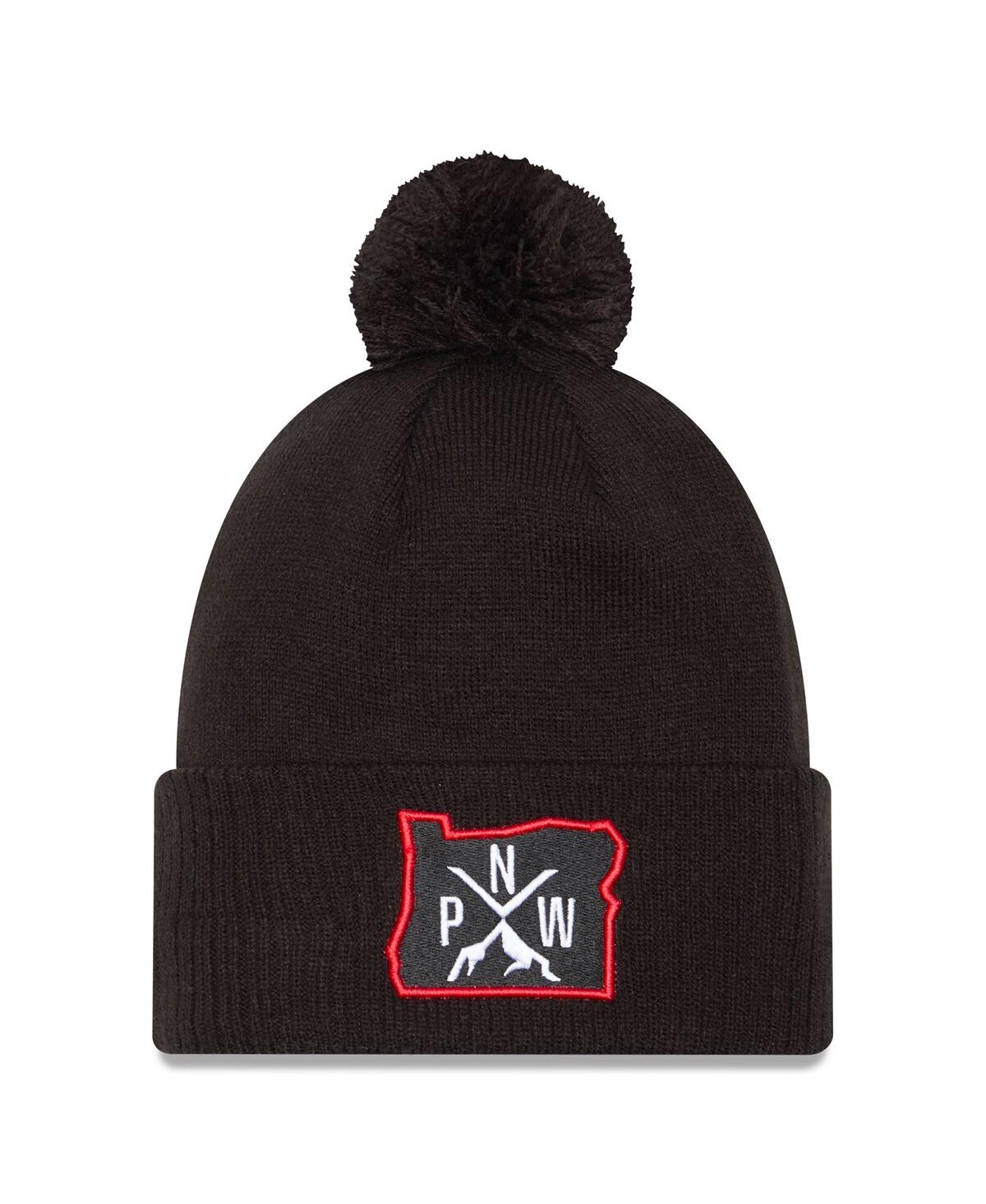 Men's Black Portland Trail Blazers 2024/25 City Edition Cuffed Knit Hat with Pom - Black