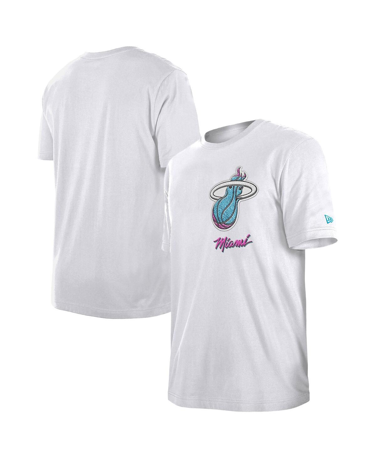 NEW ERA MEN'S WHITE MIAMI HEAT 2024/25 CITY EDITION CHENILLE HEAVYWEIGHT T-SHIRT 