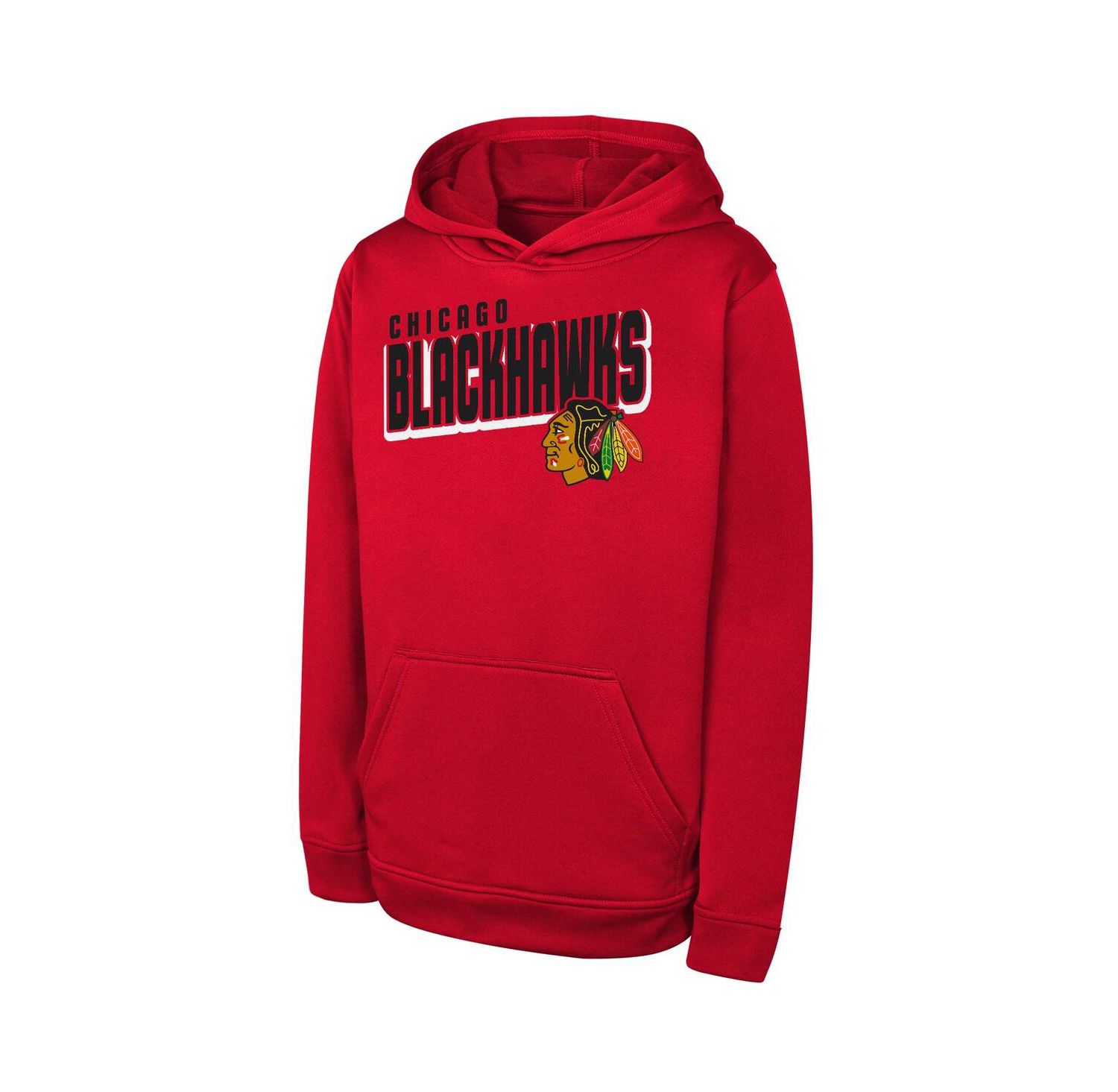 Big Boys and Girls Red Chicago Blackhawks Cyber Punk Performance Hoodie