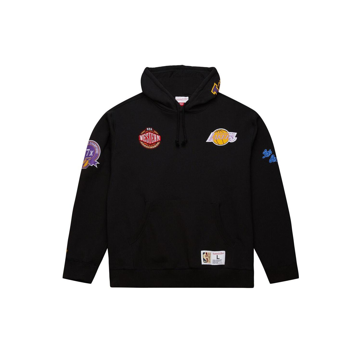 Men's Black Los Angeles Lakers Hardwood Classics Blackout Collection Pullover Hoodie