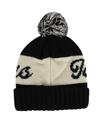 Мужская черная/кремовая вязаная шапка Detroit Red Wings Adeline с манжетами и помпоном от American Needle