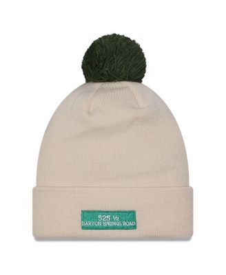 Мужская вязаная шапка New Era из кремового трикотажа Austin FC с манжетами на крючках и помпоном