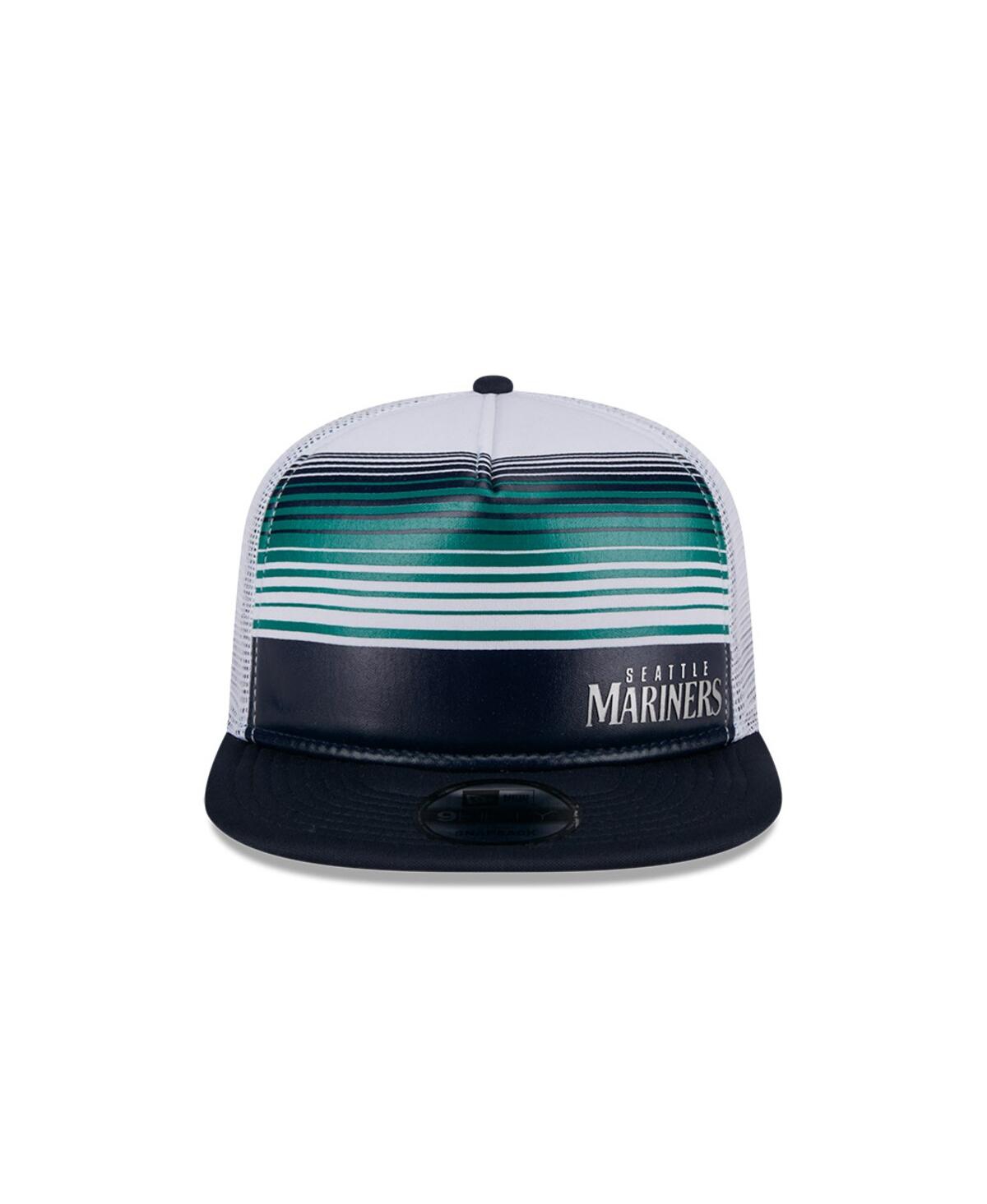 New Era Men's White Seattle Mariners Team Horizon 9fifty A-frame Trucker Snapback Hat In White
