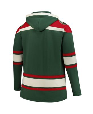 Брендовый мужской зеленый пуловер из флиса Minnesota Wild Big Tall Superior Lacer 47 года выпуска, толстовка с капюшоном