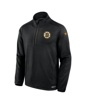 Мужская черная толстовка Fanatics Boston Bruins Big Tall Authentic Pro с застежкой-молнией на четверть дюйма