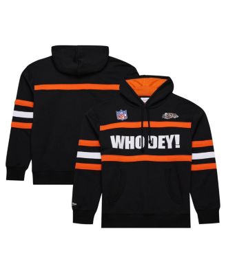 Mitchell & Ness - Men's Black Cincinnati Bengals Vintage Logo Head Coach Fleece Pullover Hoodie