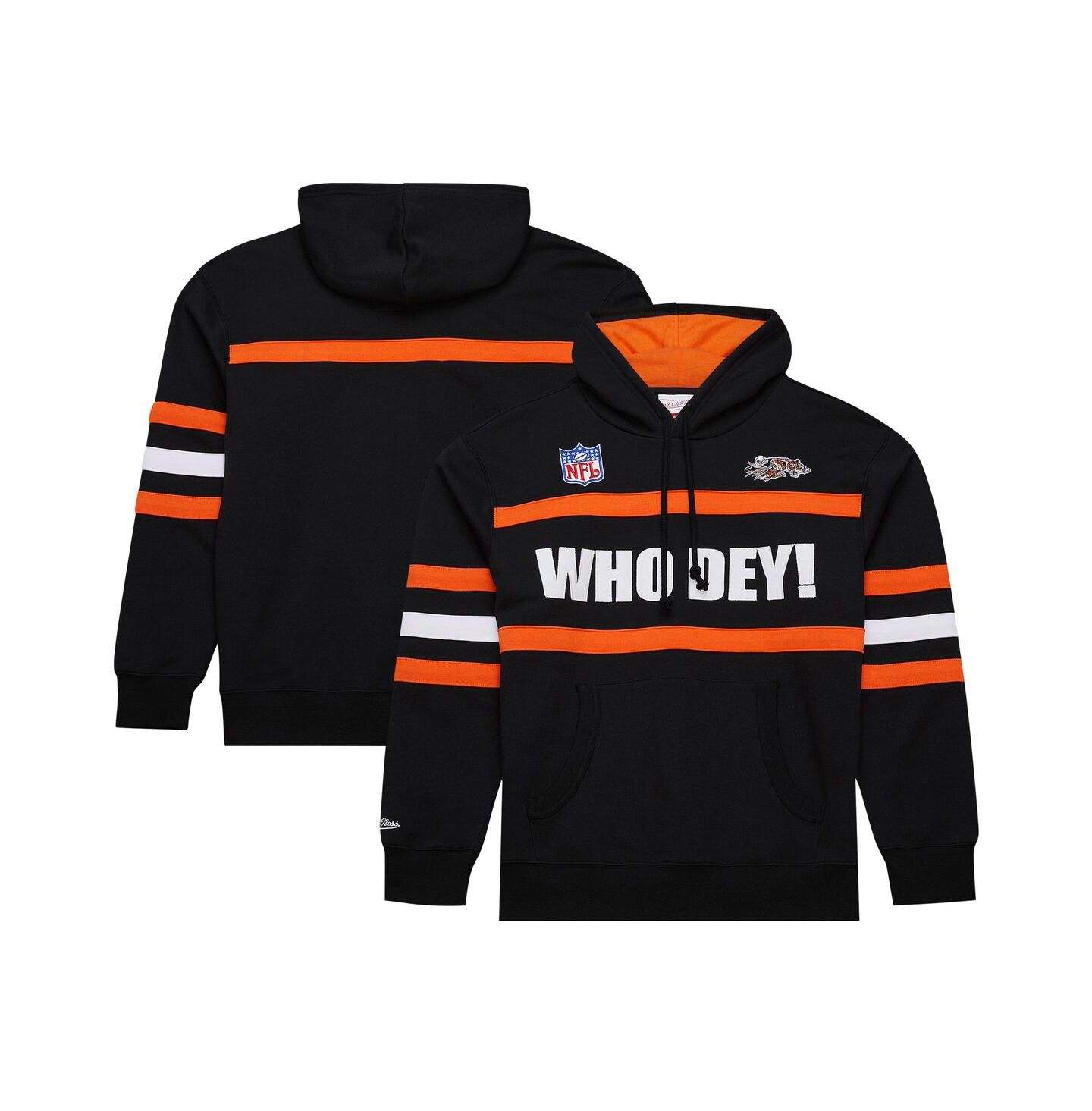 Мужское худи Mitchell & Ness Black Cincinnati Bengals Vintage Logo Head Coach Fleece Pullover — фото 1