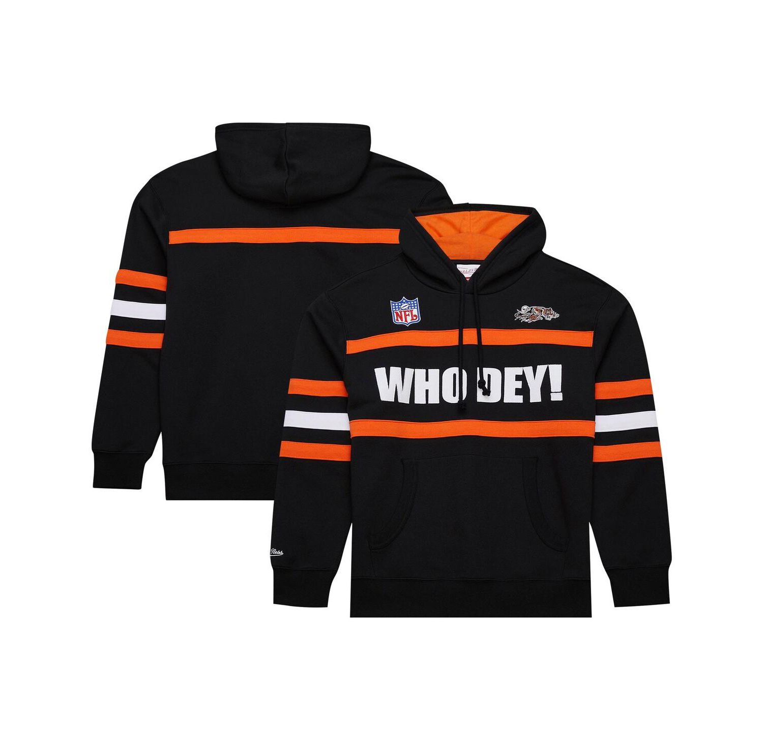 Men's Black Cincinnati Bengals Vintage Logo Head Coach Fleece Pullover Hoodie