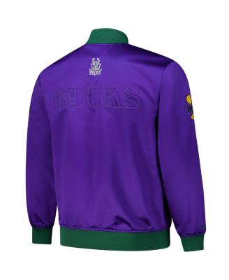 Men's Purple Milwaukee Bucks Hardwood Classics Team OG 3.0 Lightweight Satin Full-Snap Jacket