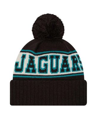 Мужская черная ретро-вязаная шапка Jacksonville Jaguars с манжетами и помпоном New Era