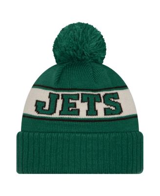 Мужская вязаная шапка Kelly Green New York Jets в стиле ретро с манжетами и помпоном от New Era