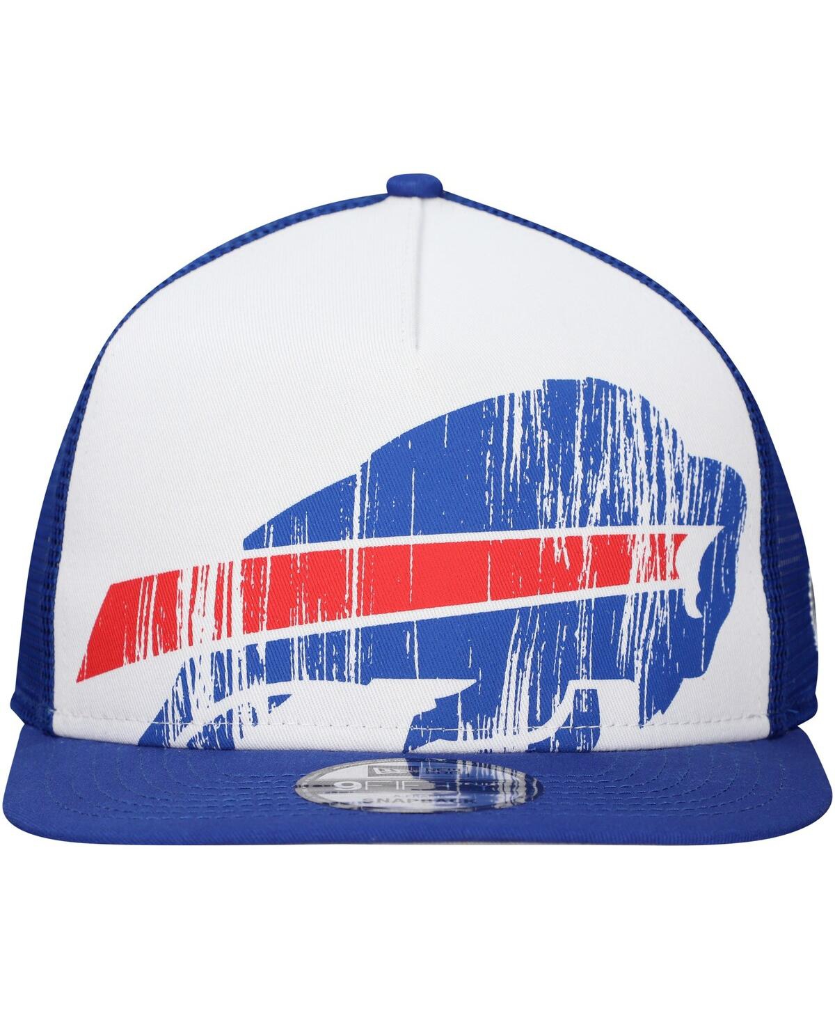 NEW ERA MEN'S WHITE/ROYAL BUFFALO BILLS DISTRESSED 9FIFTY A-FRAME SNAPBACK HAT 