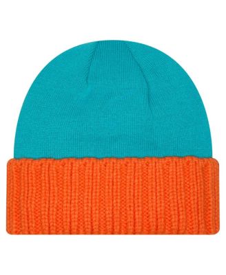 Мужская вязаная шапка с манжетами Aqua Miami Dolphins Oversize от New Era
