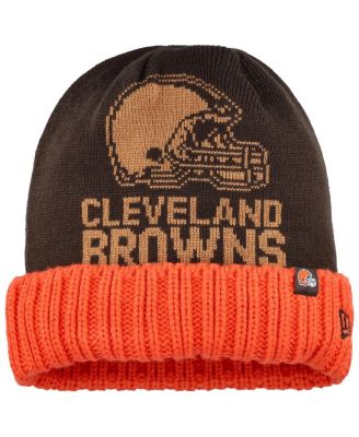 Мужская коричневая вязаная шапка с манжетами New Era Cleveland Browns Oversize