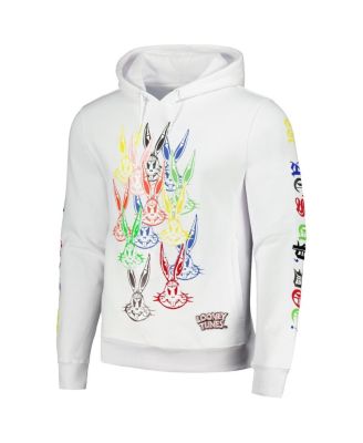 Freeze Max Men's White Looney Tunes Bugs Color Chrome Pullover Hoodie