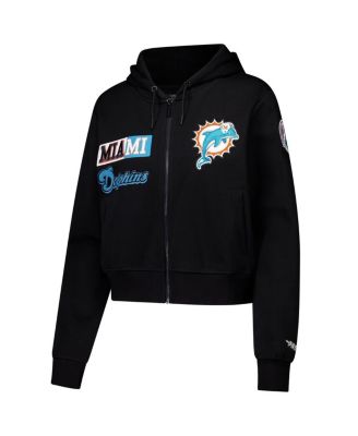 Женская черная толстовка Pro Standard с разрезным логотипом Miami Dolphins на молнии
